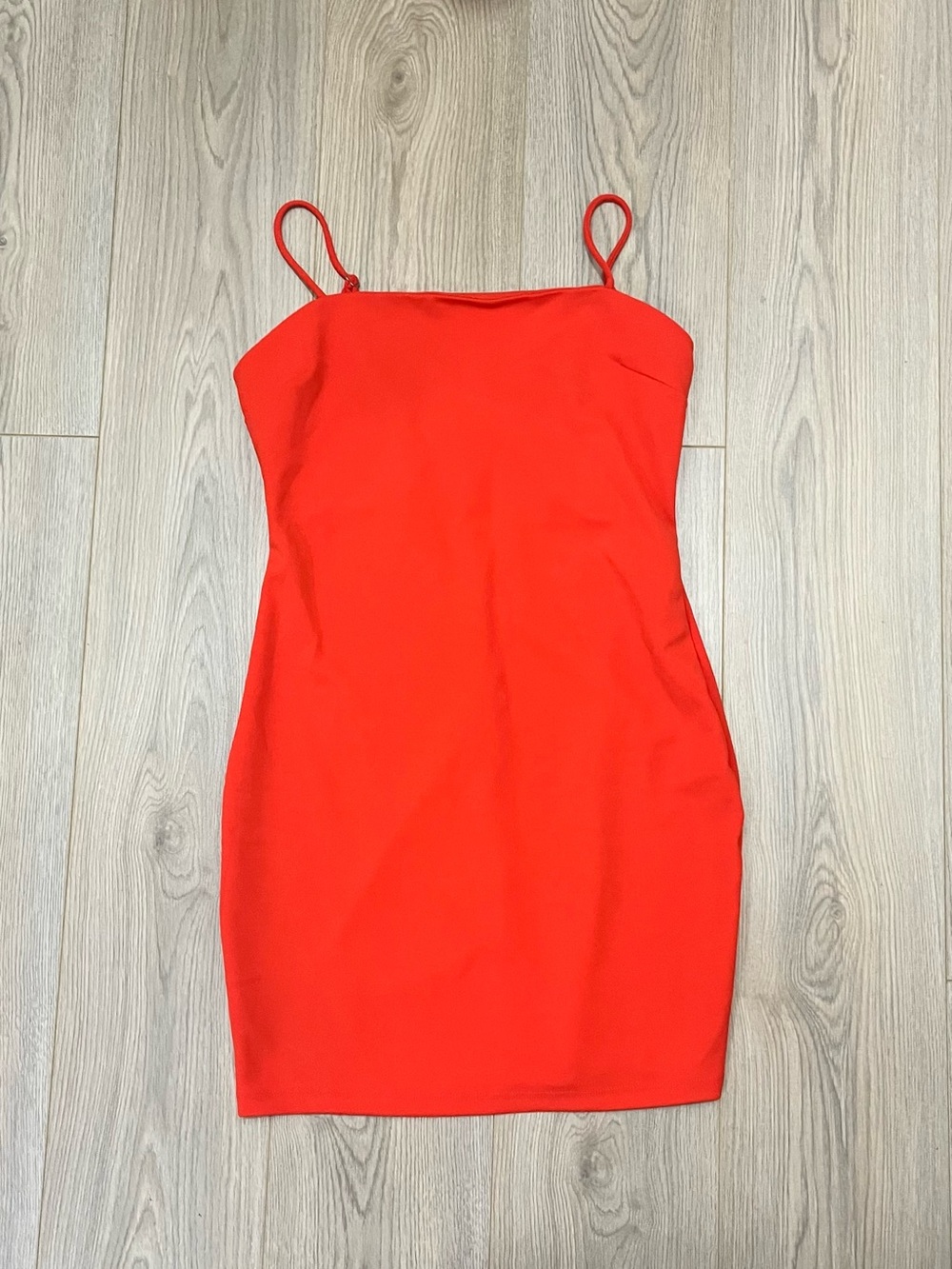 Red Spaghetti-Strap Form Fitting Mini Dress